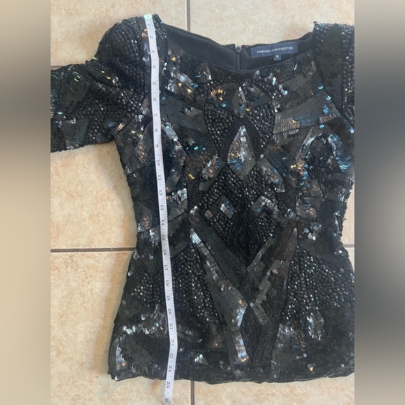 Vintage French Connection Art Deco Exquisite Heavily Beaded Sequined Top sz 6 - Picture 8 of 8